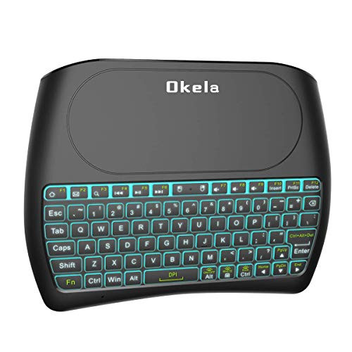 (Okela D8 Upgraded Version) Mini Wireless Keyboard with Touchpad Mouse, 2.4Ghz Backlit Handheld Rechargeable TV Keyboard Remote for PC/Google Android TV Box,Raspberry Pi and More