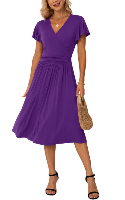 GRECERELLE Women Summer Casual Short Sleeve Dresses, Empire Waist Dress with Pockets(X-Large, Purple) GRECERELLE Women Summer Casual Short Sleeve Dresses, Empire Waist Dress with Pockets(X-Large, Purple)