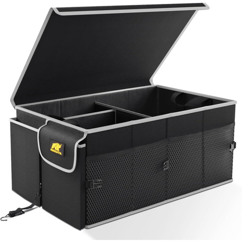 MIKKUPPA Car Trunk Organizer - Collapsible Trunk Organizer Sturdy Trunk Storage Organizers Car Trunk Organizer with Lid, for SUV Auto Truck Van with Adjustable Straps and Non Slip Bottom