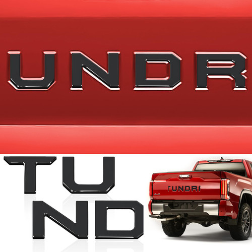 3D Raised Tailgate Insert Letter Compatible for 2022 2023 Tundra ABS Plastic Insert with Strong Adhesive (Gloss Black)