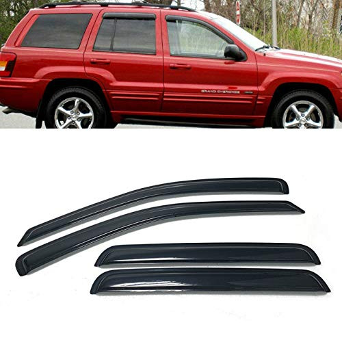Set of 4Pcs Smoke Window Sun Rain Visor Vent Guard Deflector Shade Fit for 1999-2004 Jeep Grand Cherokee