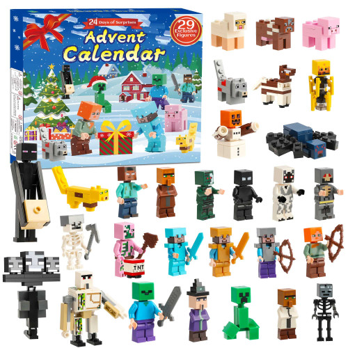 Christmas Advent Calendar 2023 Toys - 24 Days Countdown Calendar Building Kit Including 29 Characters Figures, Surprise Gifts for Kids and Fans