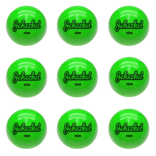 Jehezkel Weighted Balls for Baseball & Softball - 9 Pack 1lb Practice Heavy Ball for Batting, Hitting & Pitching Training, Improve Mechanics and Power, 2.85inch, Green
