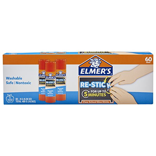 Elmers Re-Stick School Glue Sticks, 0.28-Ounces, 60 Count