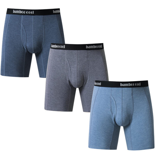 BAMBOO COOL Men's Underwear Open-Fly Man Boxer Briefs Ultra Soft Briefs Bamboo Viscose Trunks Anti-Chafing Boxers 3 Pack,XL