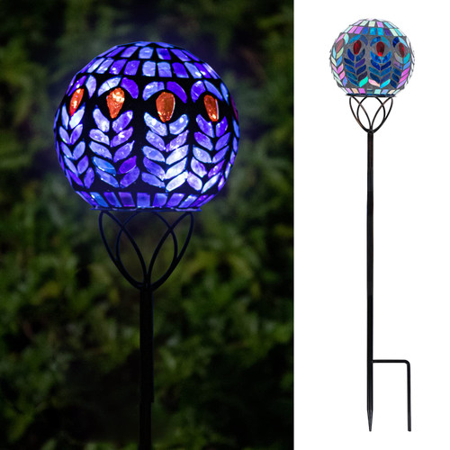 VCUTEKA Solar Lights Outdoor Garden Decor Mosaic Solar Garden Lights Waterproof Glass Ball LED Pathway Stake Light for Landscape Lawn Patio Yard Decoration 6 inch
