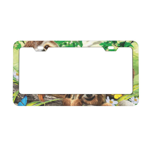 Sloth Family Printed License Plate Frames License Plate Covers Car Universal Aluminum Tag Frame for Front and Rear Car Truck Tags Flat Hole