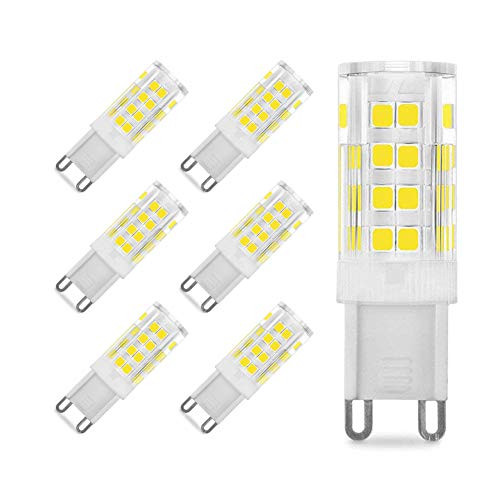 G9 led Light Bulbs, 5W LED G9 Bulb Lighting Equivalent 40W Halogen Bulbs Replacement, AC 110V-120V, Daylight White 6000K Corn Light Bulb for Home Lighting, G9 Ceramic Base, Non-Dimmable (6-Pack)