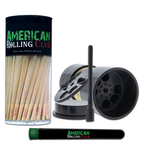 RAW King Size Classic Pre Rolled Cones & Six Shooter Combo | 100 Cones | Includes American Rolling Club Tube
