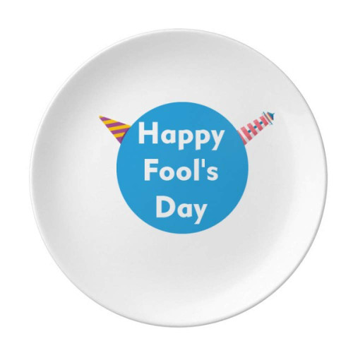 Happy April Fools Plate Decorative Porcelain Salver Tableware Dinner Dish