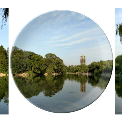 Lake Willw Tree Tower Plate Decorative Porcelain Salver Tableware Dinner Dish