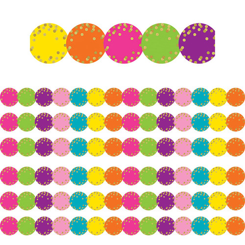 Teacher Created Resources Confetti Circles Die-Cut Border Trim, 35 Feet Per Pack, 6 Packs