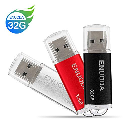 ENUODA 3 Pack 32GB USB 2.0 Flash Drive Thumb Drives Memory Stick Jump Drive Pen Drive 3 Colors : Black Silver Red (32GB)