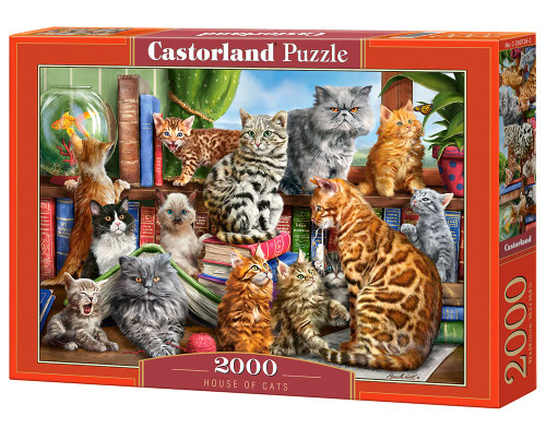 CASTORLAND 2000 Piece Jigsaw Puzzles, House of Cats, Happy Cats, Pets, Animals, Cats and Kittens, Adult Puzzles, Castorland C-200726-2