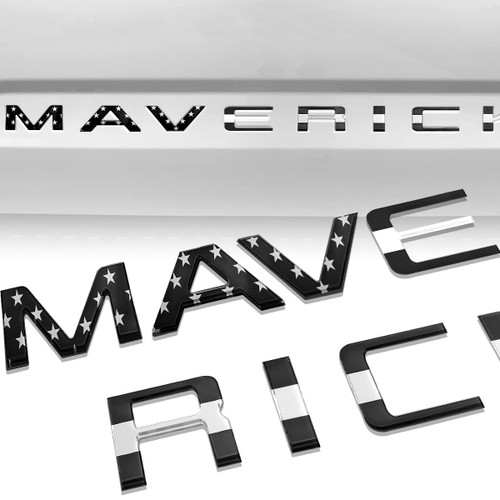 Tailgate Insert Letters Compatible for 2022 2023 Maverick 3M Adhesive & 3D Raised Tailgate Decal Letters (Black American Flag)