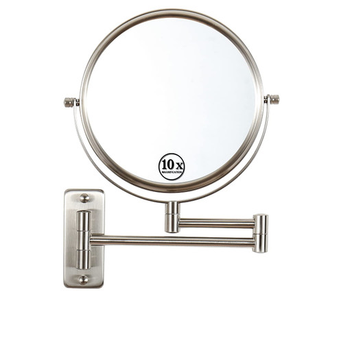 mumianshu Makeup Mirror Wall Mounted, 1x/ 10x Magnifying Makeup Mirror, 8" Double Sided Make up Mirror with 360 Degree Swivel Extendable Arm, Home Bathroom Shaving Vanity Mirror (Nickel) mumianshu Makeup Mirror Wall Mounted, 1x/ 10x Magnifying Makeup Mirror, 8" Double Sided Make up Mirror with 360 Degree Swivel Extendable Arm, Home Bathroom Shaving Vanity Mirror (Nickel)