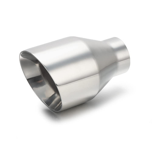 LCGP 2.5" inlet Universal Diesel Exhaust Tip 4.5" Outlet 07" Long Tail Tip, Polished & Double Wall Angle Cut