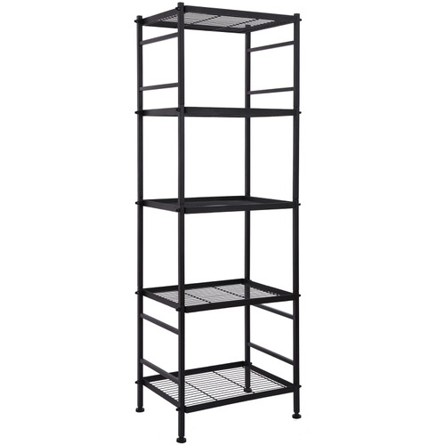 5-Wire Shelving Metal Storage Rack Shelves, Standing Storage Shelf Units for Laundry Bathroom Kitchen Pantry Closet(Black)