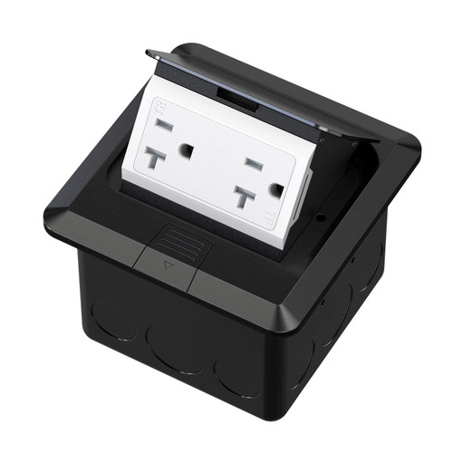 KYHSHJ Pop Up Floor Electrical Outlet Box Kit?20 Amp Stainless Steel TR Tamper-Resistant Duplex Receptacle Outlet? Corrosive Resistant Hardware?ETL Listed, Black