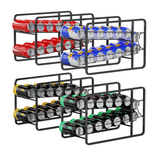 4 Pack Soda Can Organizer for Pantry, Soda Can Organizer Storage Rack, Stackable Beverage Can Storage Organizer Holder, Stacking Drink Organizer Dispensers for Refrigerator, Cabinet, Pantry