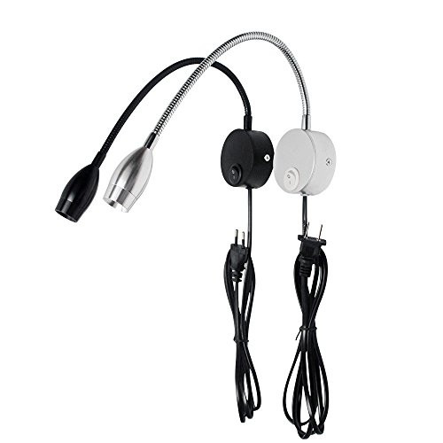 Alltrust Wall Mounted Reading Light Lamp Flexible Gooseneck Task Light Headboard Reading Light for Bedside Reading Workbench Studio 3 Watts (Silver)