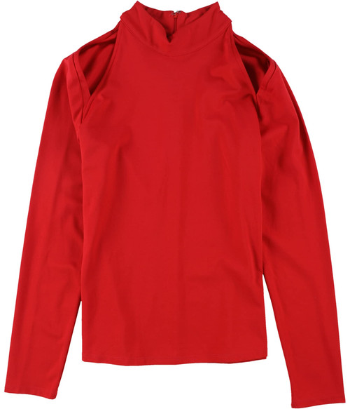 I-N-C Womens Cutout Mock-Neck Cold Shoulder Blouse, Red, X-Large