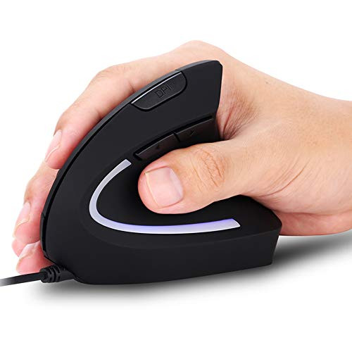 PABREY USB Wired Vertical Mouse Optical Ergonomic Mouse for Laptop, Computer, Adjustable Sensitivity 1000/1600/2400/3200 DPI, Black PABREY USB Wired Vertical Mouse Optical Ergonomic Mouse for Laptop, Computer, Adjustable Sensitivity 1000/1600/2400/3200 DPI, Black