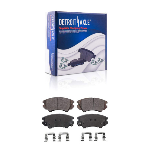Detroit Axle - Front Ceramic Brake Pads w/Hardware Kit for Camaro V6 3.6L - [2011-2017 Chevy Caprice]