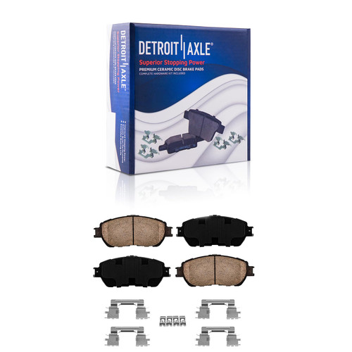 Detroit Axle - Front Ceramic Brake Pads w/Hardware Kit for Toyota Lexus Models - Check Vehicle Fitment Chart