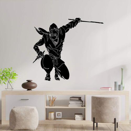 22x25 inches Ninja Wall Decal - Fighter Martial Arts Warrior Karate Samurai Japan Vinyl Wall Decal for Boys Girls - Room Bedroom Living Room Shop Art Sticker Decoration ADNNJ3