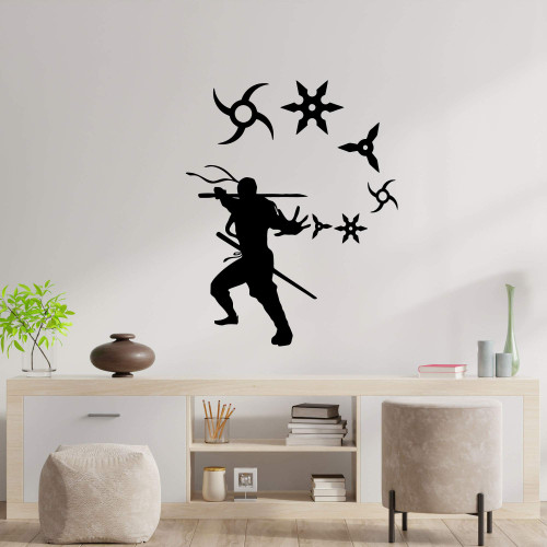 22x28 inches Ninja Wall Decal - Fighter Martial Arts Warrior Karate Samurai Japan Vinyl Wall Decal for Boys Girls - Room Bedroom Living Room Shop Art Sticker Decoration ADNNJ7