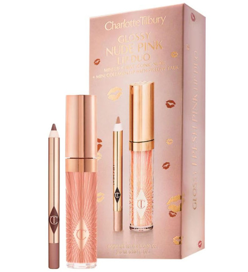 CHARLOTTE TILBURY Mini Glossy Pink Lip Gloss + Lip Liner Set - Nude Pink CHARLOTTE TILBURY Mini Glossy Pink Lip Gloss + Lip Liner Set - Nude Pink