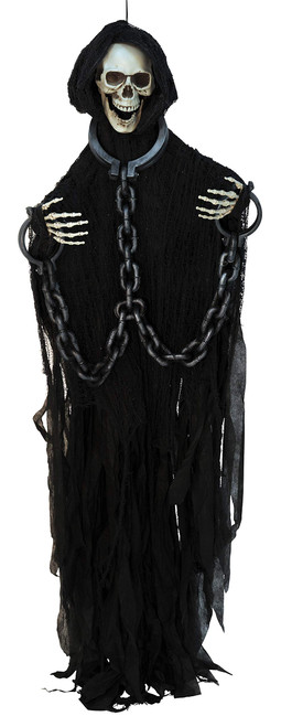 Beistle Novelty Skeleton with Chains Creepy Creature Poseable Arms Indoor Use Only Spooky Halloween Decorations, 6', Black/Off White/Gray