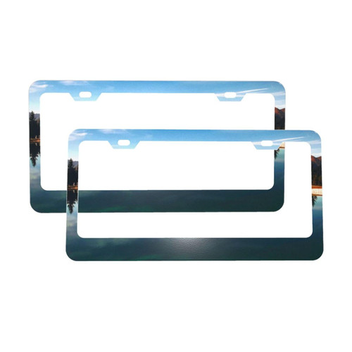 Mountains Surround The Lake License Plate Frames 2 Pack Front Rear Aluminum Car Tag Holder Cover Universal Car Plate Frame Covers for Women and Man