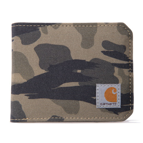 Carhartt Men's Standard Bifold and Passcase, Durable Billfold Wallets, Available in Leather and Canvas Styles, Nylon Duck (Blind Duck Camo), One Size