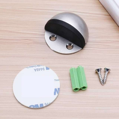 Hidden Stainless Steel Rubber Dual-use Door Stopper Door Holders Catch Floor Mounted Nail-Free Door Stops Sticker Door Stop 1Pcs (Color : SS)