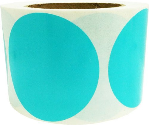 Teal Color Coding Dot Labels 3" Inch Round - 500 Colored Circle Inventory Stickers Per Roll