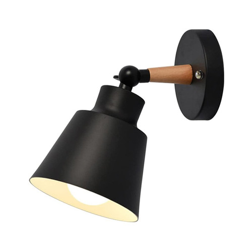 WXFKLDJ Nordic Wall Sconce Lamps, Bedside Reading Light, Aisle Lights Corridor Lamp Wooden Lamp for Bedroom Study Room,Black