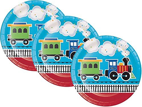 All Aboard Train Birthday Party Plates Kit 24ct