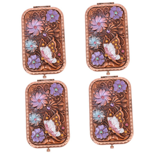 FOMIYES 4pcs Folding Vanity Mirror Makeup Mirror Folding Mirror Pocket Mirror Mini Things for Purse Small Cosmetic Handbag Mirror Portable Mirrors Metal Compact Mirrors Wedding Gift Desk