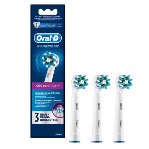 Oral-B Cross Action Electric Toothbrush Replacement Brush Heads Refill, 3 Count Packaging may Vary