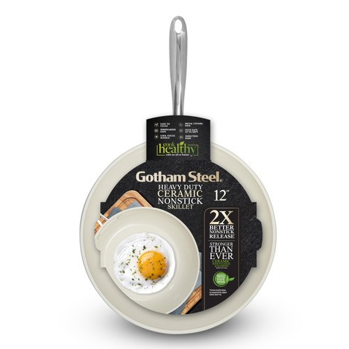 GOTHAM STEEL 12 Inch Non Stick Frying Pans Nonstick Frying Pan, Nonstick Pan, Cooking Pan, Nonstick Skillet, Non Stick Pan, 100% PFOA Free Ceramic Pan for Cooking, Dishwasher Safe, Cream White GOTHAM STEEL 12 Inch Non Stick Frying Pans Nonstick Frying Pan, Nonstick Pan, Cooking Pan, Nonstick Skillet, Non Stick Pan, 100% PFOA Free Ceramic Pan for Cooking, Dishwasher Safe, Cream White