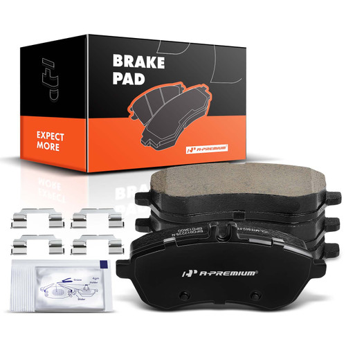 A-Premium Front Ceramic Disc Brake Pads Set Compatible with Select Mercedes-Benz Models - C230 2008-2009, C250 2010-2015, C300 2008-2012, SLK250 2013-2015, with Hardware, 4 Pcs