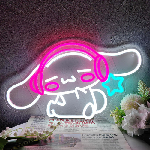 JOSEBRU CinnamoRoll Neon Sign Anime Neon Sign for Wall Decor Janpanese Neon Light for Bedroom Wall Decor Game Room Decor Livingroom Decor for Kids, Personalized Gifts for Girls (17.17"x10.04")