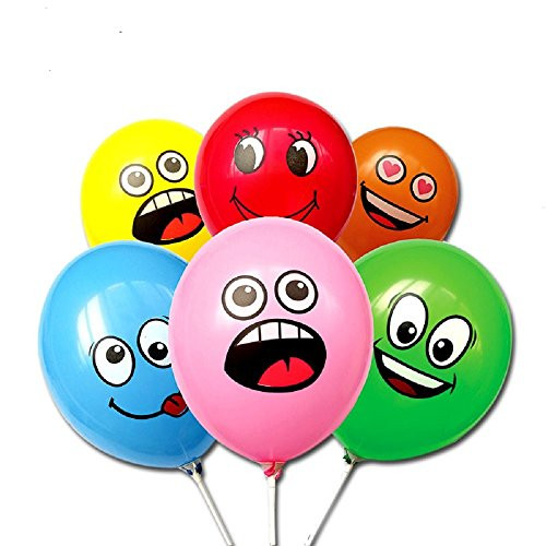 New Emoji Balloons 12 Inch Latex Assorted Colors Face Expression  Theme Party Birthday Decoration Event (100 Pack)