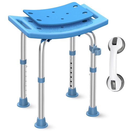 Upgraded Stainless Steel Shower Chair for Inside Shower, Heavy Duty 380lbs Adjustable Shower Stool, Tool Free Assembly, Anti Slip Bathtub Seat, Padded Shower Bench for Elderly, Disabled, Injured