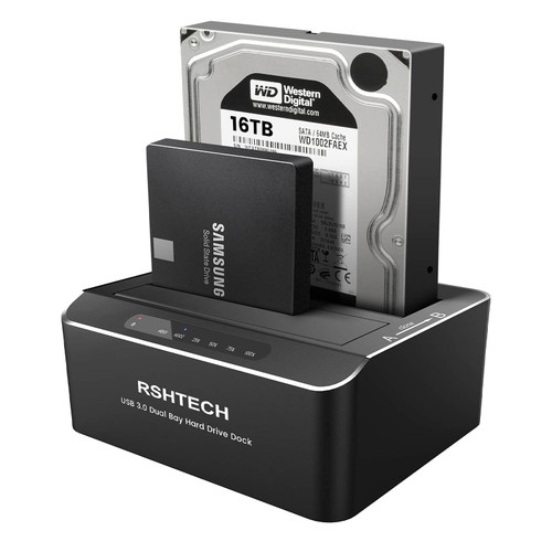 Hard Drive Dock, RSHTECH Aluminum USB 3.0 to SATA Dual Bay External Hard Drive Docking Station for 2.5 & 3.5 inch SATA HDD SSD with Offline Clone/Duplicator Function, Support UASP & 2x16TB (RSH-DS01) Hard Drive Dock, RSHTECH Aluminum USB 3.0 to SATA Dual Bay External Hard Drive Docking Station for 2.5 & 3.5 inch SATA HDD SSD with Offline Clone/Duplicator Function, Support UASP & 2x16TB (RSH-DS01)