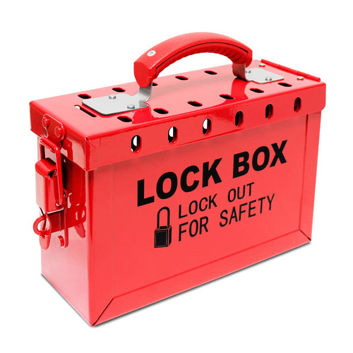 WISAMIC Group Lockout Tagout Lock Box: with 13 Slots Portable Safety Lockout Box Steel Red