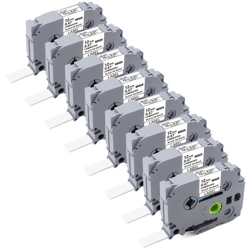 8PK-Label Maker Tape Compatible with Brother P Touch Label Maker Tape 12mm 0.47 Laminated White TZe-231 TZ Label Tape for Brother P-Touch Label Makers PT-D210 PT-H110 PT-D220 PTD400 PTD600 8m 26.2ft