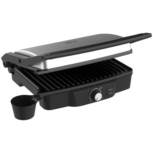HOMCOM 4 Slice Panini Press Grill, Stainless Steel Sandwich Maker with Non-Stick Double Plates, Locking Lids and Drip Tray, Opens 180 Degrees to Fit Any Type or Size of Food HOMCOM 4 Slice Panini Press Grill, Stainless Steel Sandwich Maker with Non-Stick Double Plates, Locking Lids and Drip Tray, Opens 180 Degrees to Fit Any Type or Size of Food